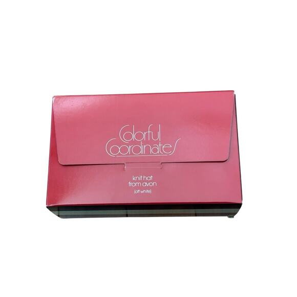 VTG Avon Off White Winter Knit Hat Colorful Coordinates 1983 Snow Holiday Skiing - Picture 2 of 4